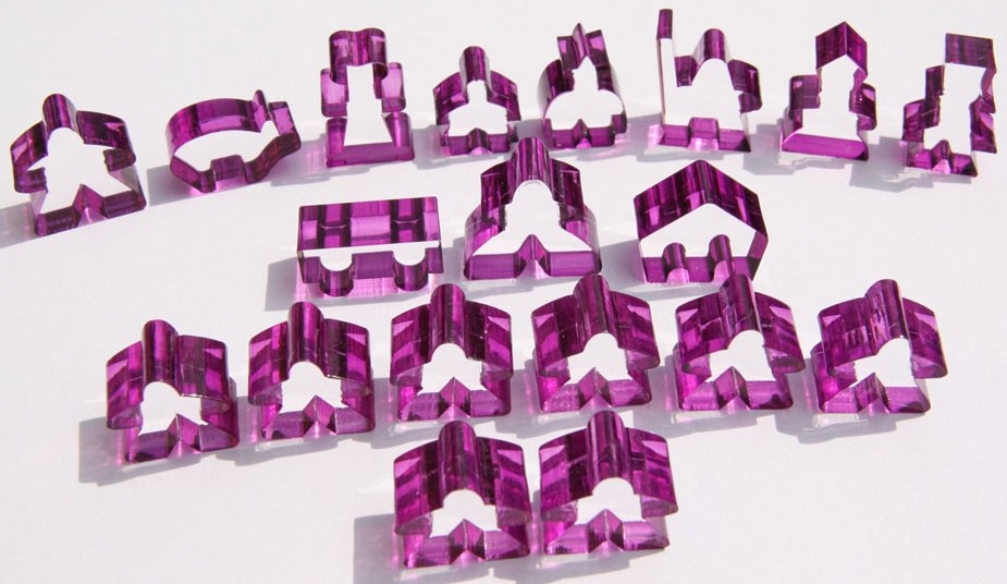 Carcassonne transparente Meeples - Komplettset