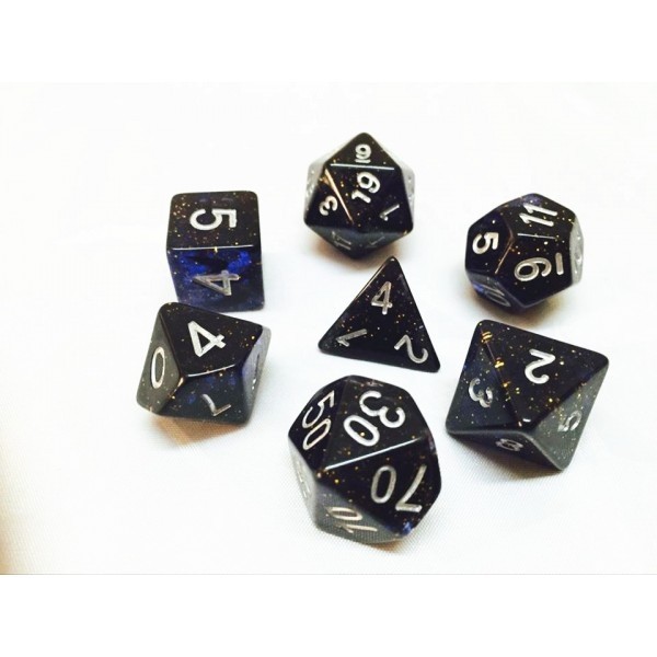 Blue glitter dice set