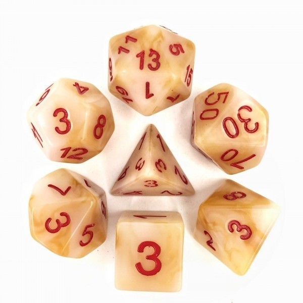 White (Red font) Jade dice set