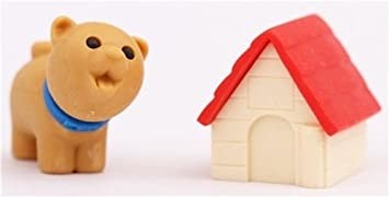 Puzzle Radierer Hund mit Hundehütte