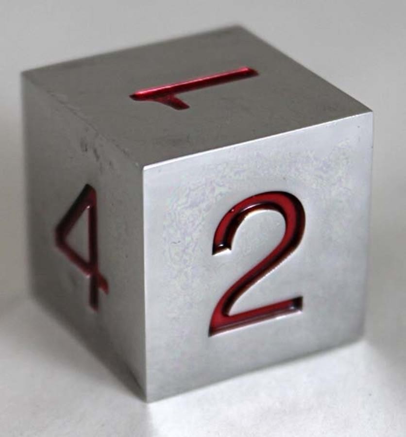 Metal Würfel D6 20mm rote Zahlen