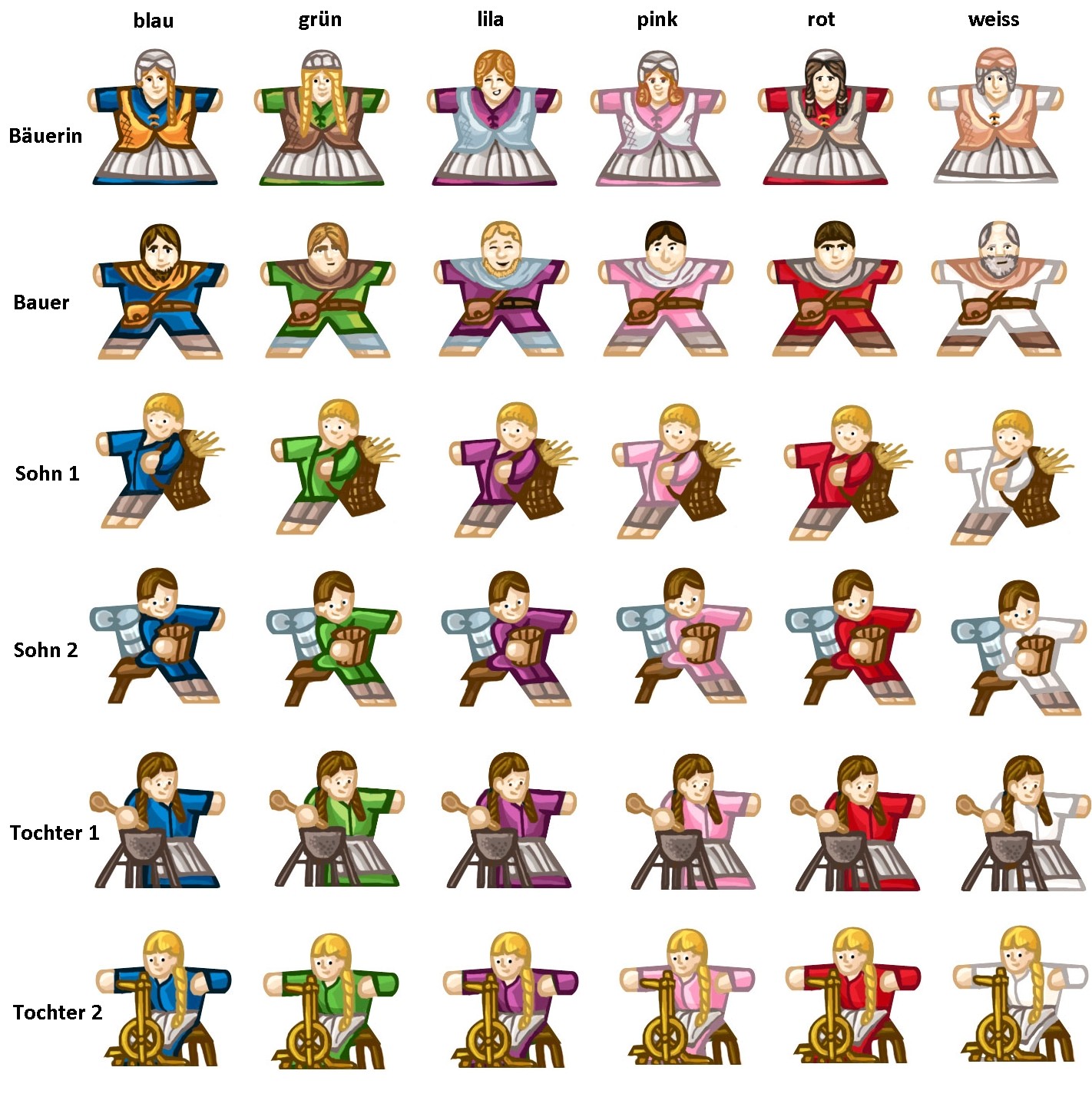Aufkleber für Meeples - speziell für Agricola
