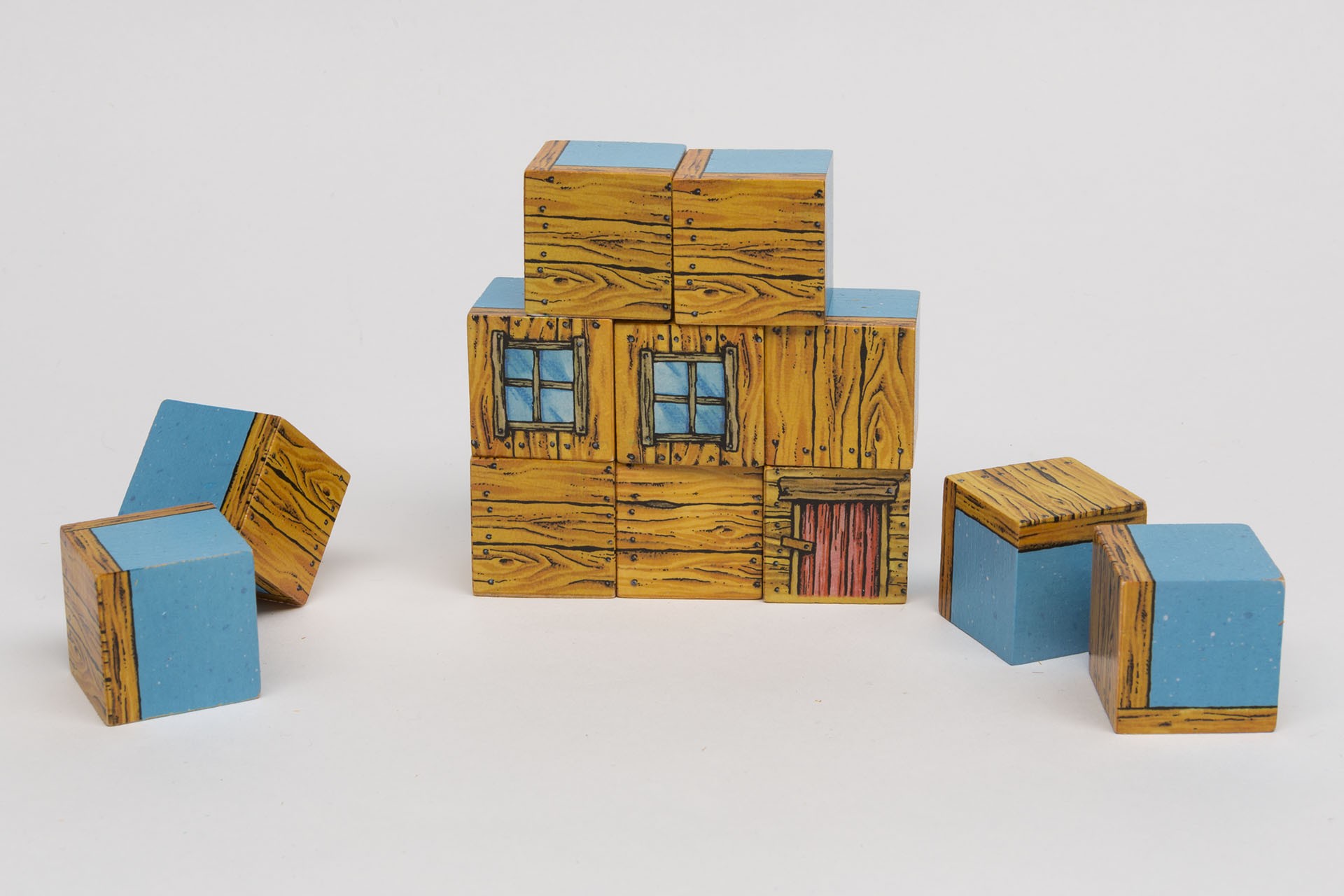 Set Würfel aus Kunststoff mit Aufdruck