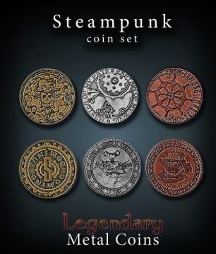 Set Metallmünzen groß Steam Punk