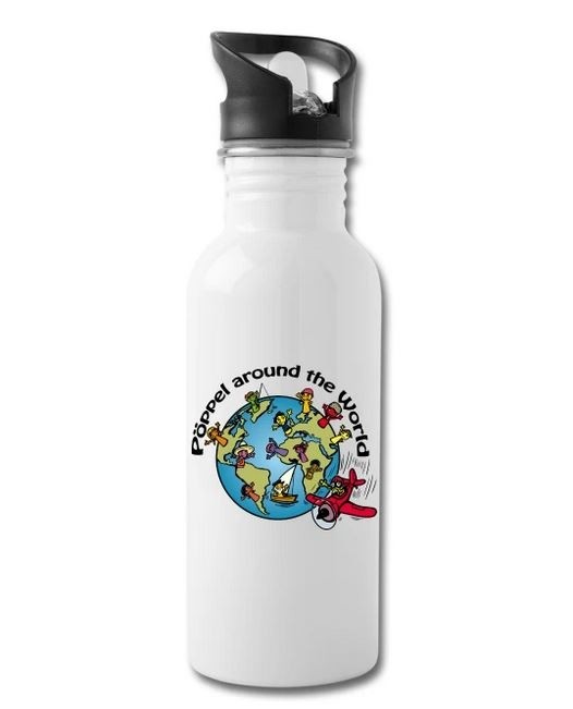 Trinkflasche mit integriertem Trinkhalm - Pöppel around the world