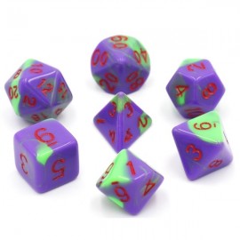 (Purple+Green) Red font Blend color dice set