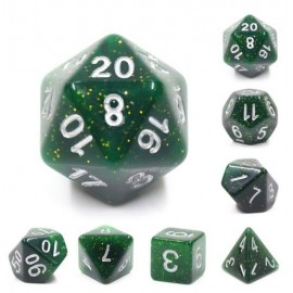 Green glitter dice set
