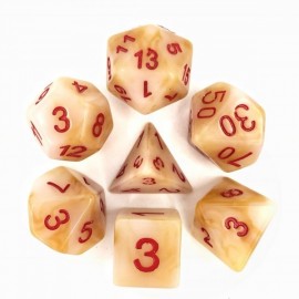 White (Red font) Jade dice set