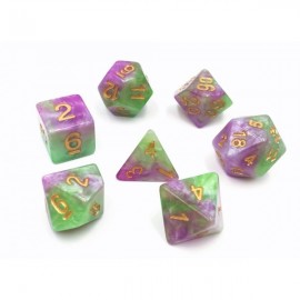 Würfelset (Purple+Green+White) Marble dice