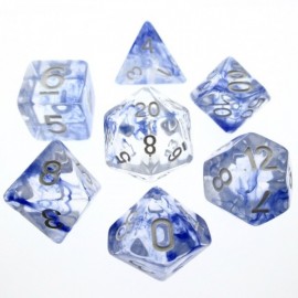 Nebula Blue dice set (white numbers)