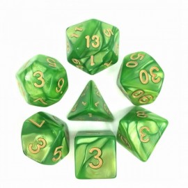 Light Green (Golden font) pearl dice set