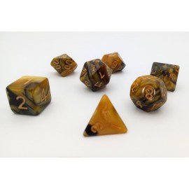 Dice set brown-yellow