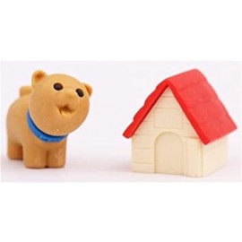 Puzzle Radierer Hund mit Hundehütte