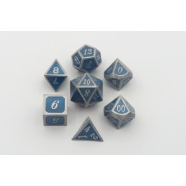 Glow in the Dark Metal Dice Set- blau