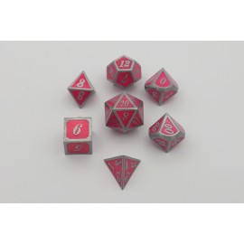 Glow in the Dark Metal Dice Set- rot