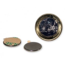 Scheibenmagnet selbstklebend Ø 15,0 x 1,0 mm Neodym N35 - hält 650 g