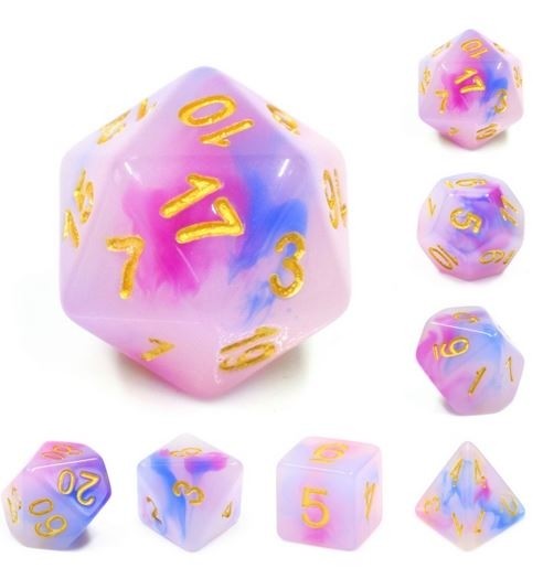 Dice set (Dark blue+purple) Jade dice set