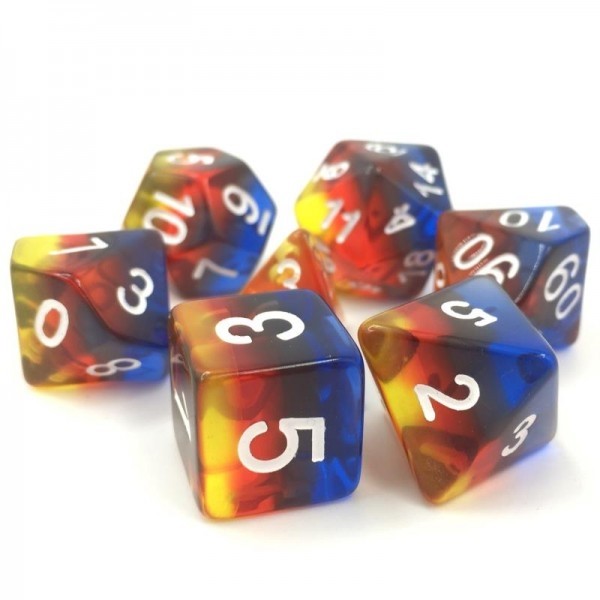 Transparent Burning Cloud dice set