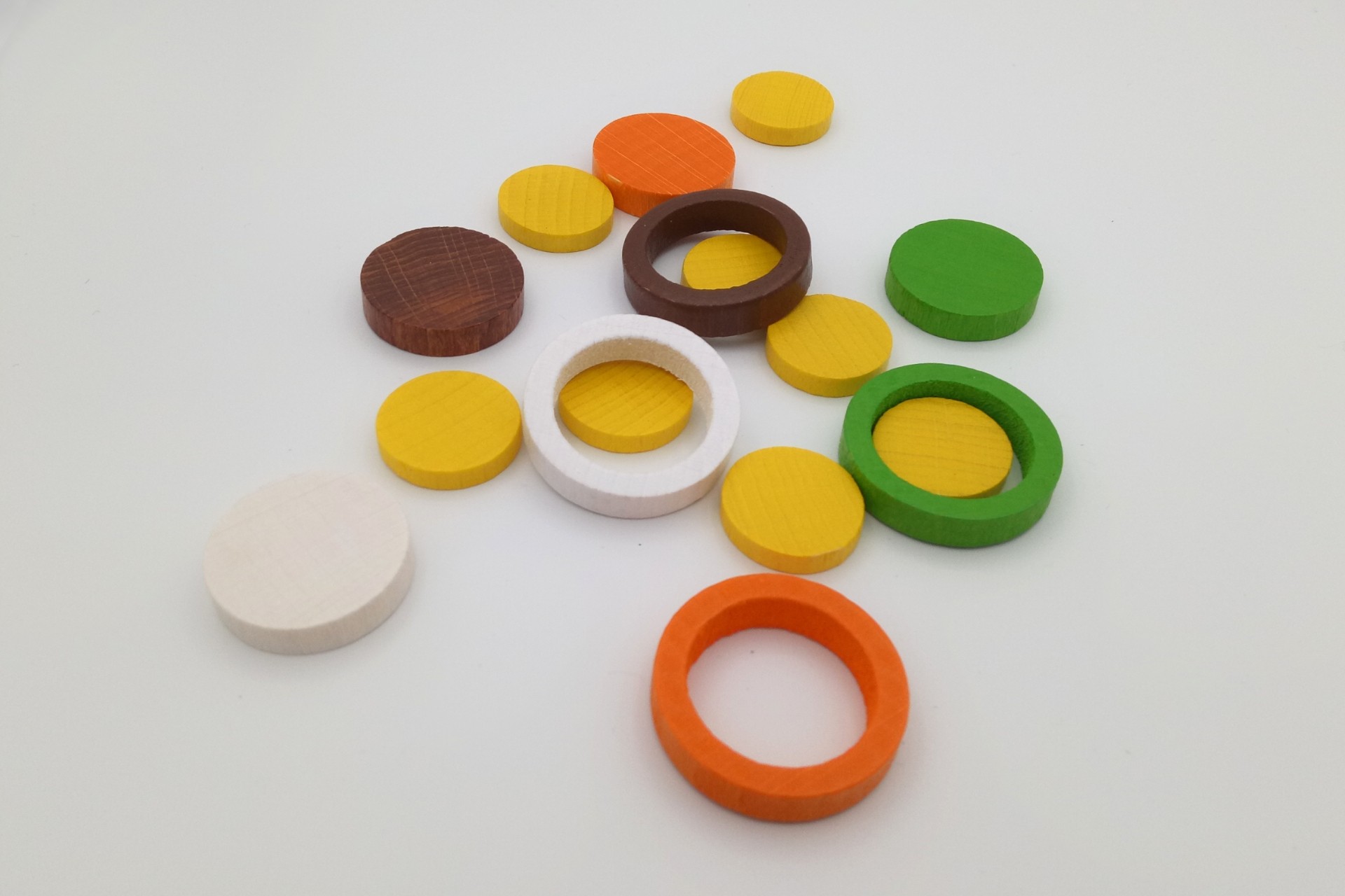 Set wooden discs color mix
