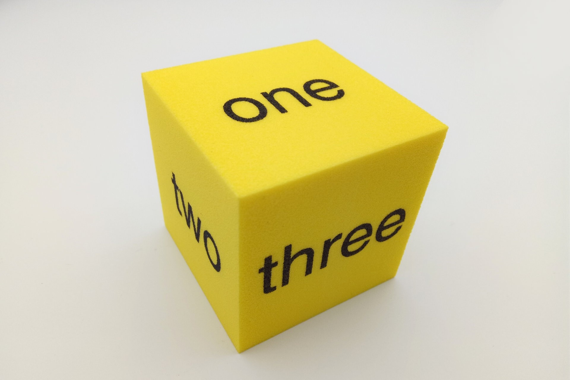 Foam dice word numbers