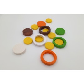 Set wooden discs color mix