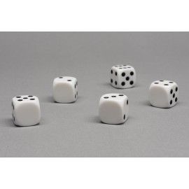 Plastic dice with one empty side