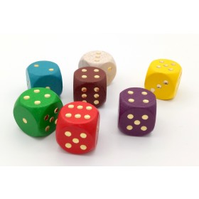 Wooden standard dice - golden dots